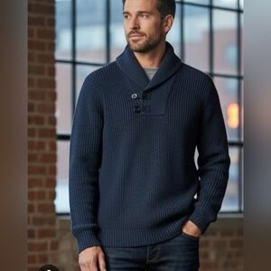 Duluth Trading Co Navy Brigadier Shawl Collar Sweater Size 3XL Tall NWT $95